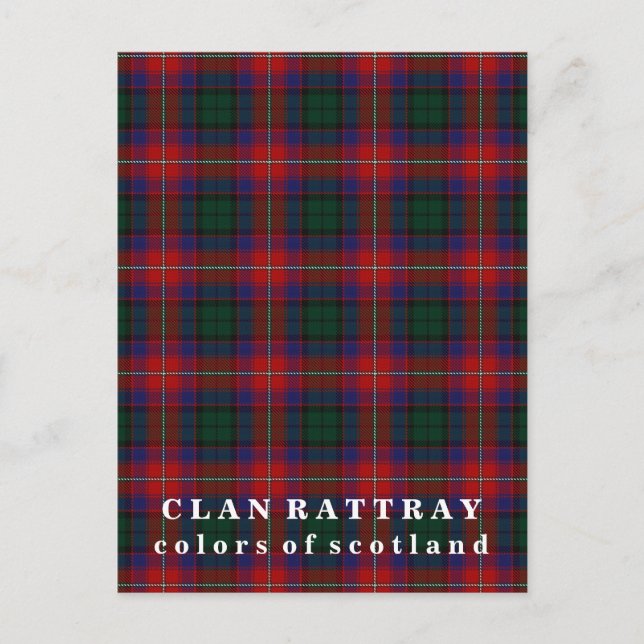 Colors of Scotland Clan Rattray Tartan Postcard (Front)
