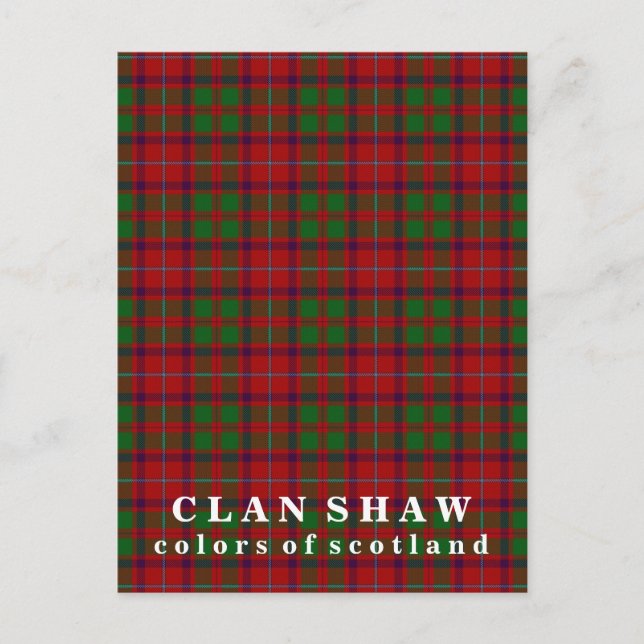 Colors of Scotland Clan Shaw Tartan Postcard (Front)