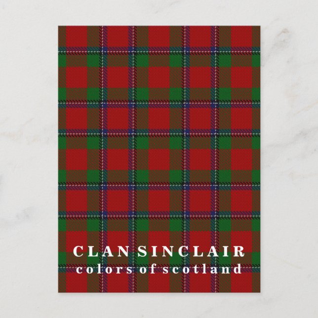 Colors of Scotland Clan Sinclair Tartan Postcard (Front)