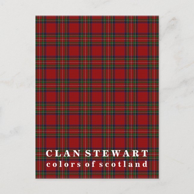 Colors of Scotland Clan Stewart Tartan Postcard (Front)