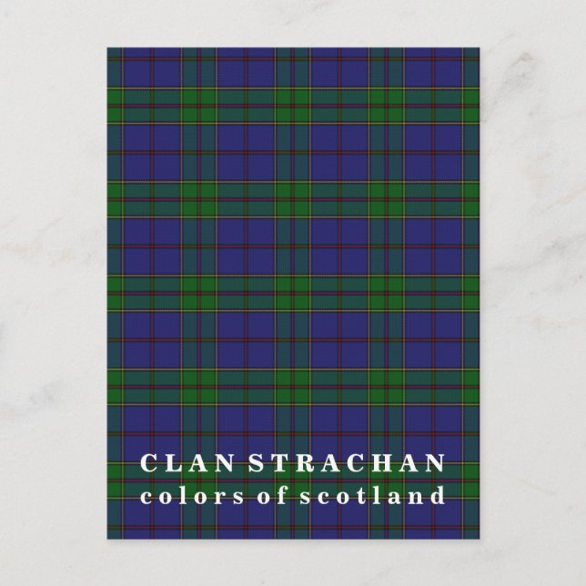 Colors of Scotland Clan Strachan Tartan Postcard (Front)