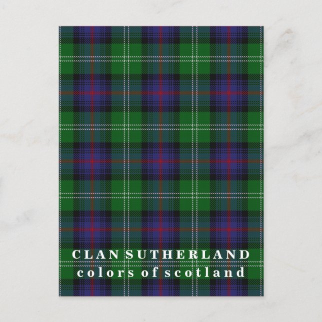 Colors of Scotland Clan Sutherland Tartan Postcard (Front)