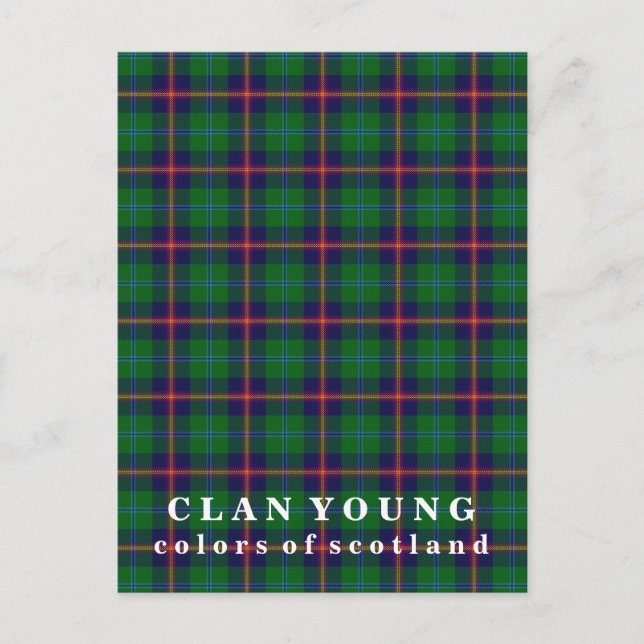 Colors of Scotland Clan Young Tartan Postcard (Front)