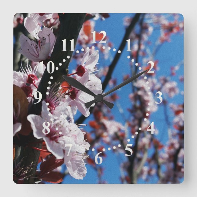 Colors of spring square wall clock (Front)
