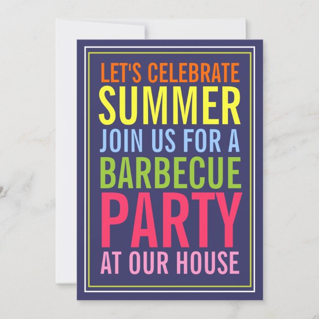 Colors of Summer Bold BBQ Party Invitation (Front)