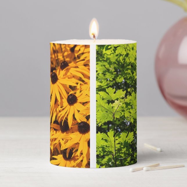 Colors of the Changing Seasons Quadriptych Pillar Candle (In Situ)