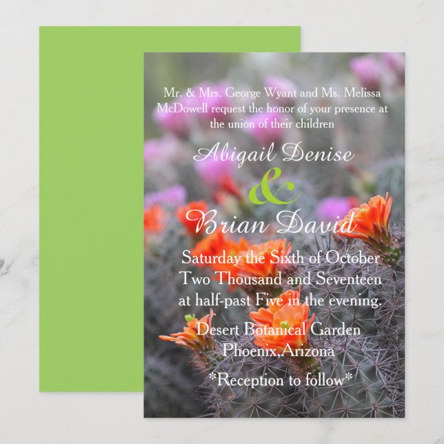 Colors of the desert green background invitation (Front/Back)