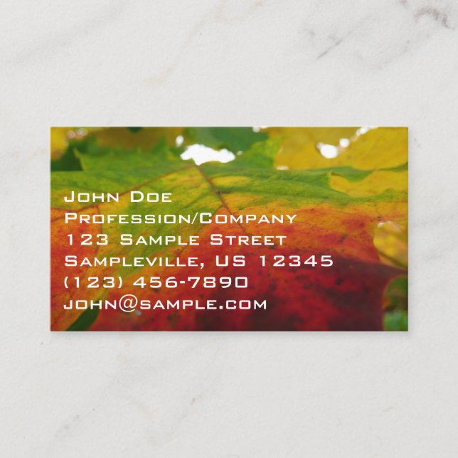 Colors of the Maple Leaf Autumn Nature Photography Business Card (Front)
