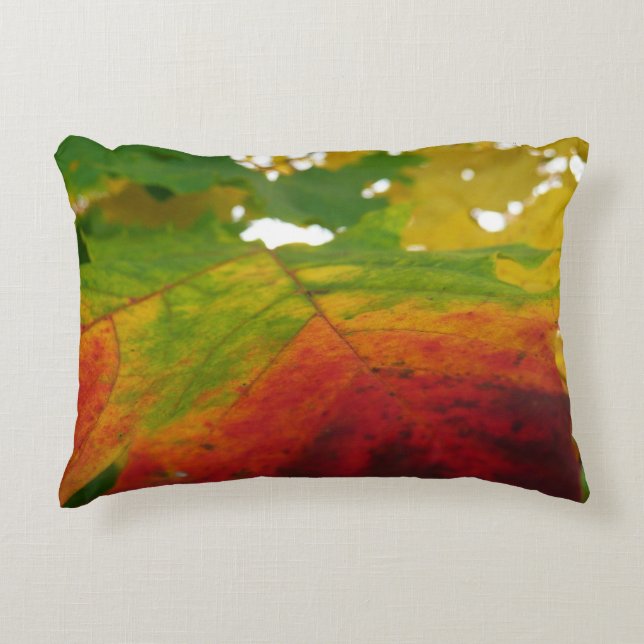 Colors of the Maple Leaf Autumn Nature Photography Decorative Pillow (Front)