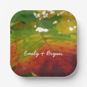 Colors of the Maple Leaf Autumn Nature Photography Paper Plates