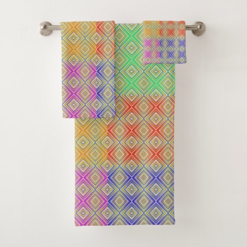 Colors Of The Rainbow Alternative Diamond Pattern Bath Towel Set