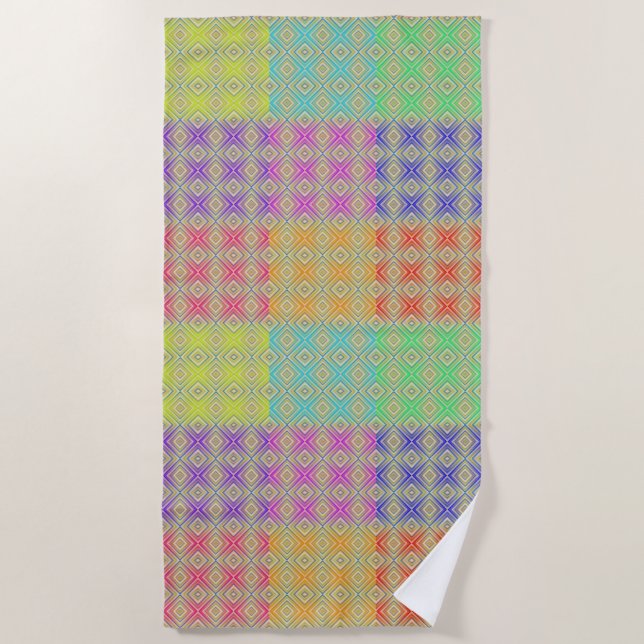 Colors Of The Rainbow Alternative Diamond Pattern Beach Towel (Front)