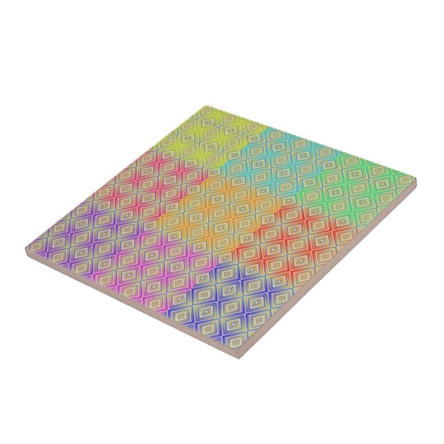 Colors Of The Rainbow Alternative Diamond Pattern  Ceramic Tile (Side)