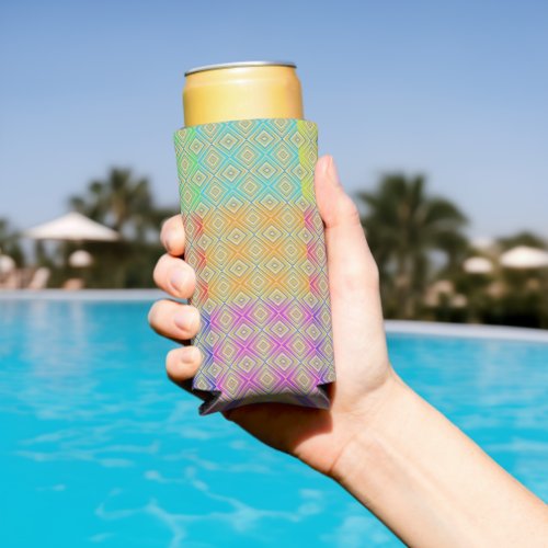 Colors Of The Rainbow Alternative Diamond Pattern Seltzer Can Cooler