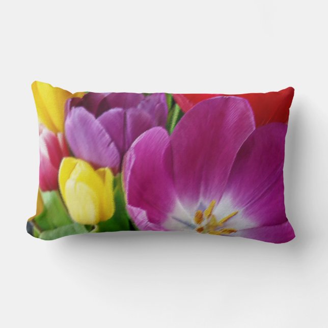 colors of tulips lumbar pillow (Front)