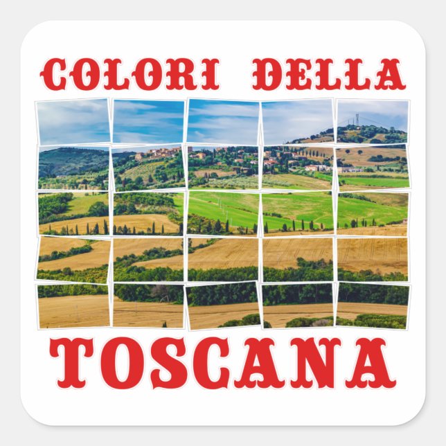 "Colors of Tuscany" landscape. Palette Tile Italy Square Sticker (Front)