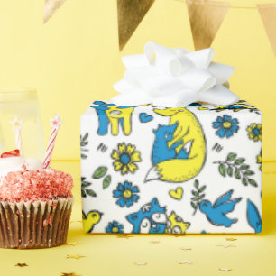 Colors of Ukraine Kids Blue Yellow Animal Mothers Wrapping Paper