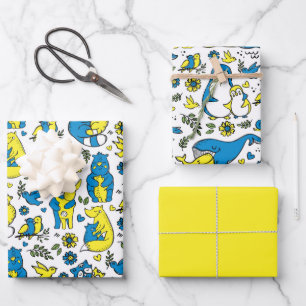 Colors of Ukraine Kids Blue Yellow White Wrapping Paper Sheets