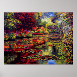 Colors on Monet's Pond Poster