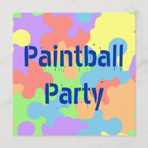 COLORS PAINT SPLATTER PAINTBALL PARTY INVITATIONS