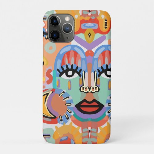 Colors Patterns and Overlapping Faces iPhone 11 Pro Case