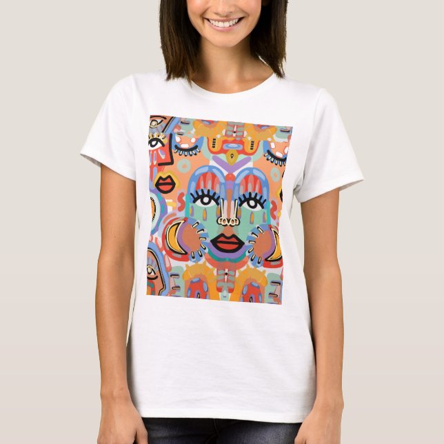 Colors, Patterns, and Overlapping Faces T-Shirt (Front)