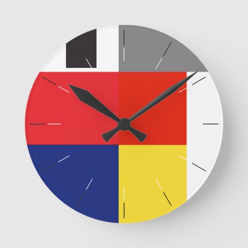 COLORS ROUND  red yellow blue black abstract Round Clock