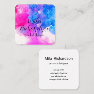 Colors spilled in water square business card