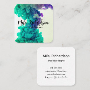 Colors spilled in water square business card