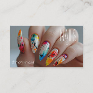 Colors Splatter Paint Nail Art Manicurist Loyalty Business Card