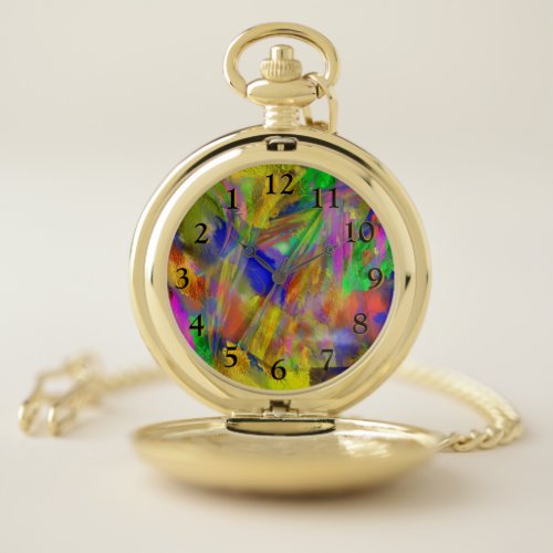 Colors Under Glass Backwards Pocket Watch