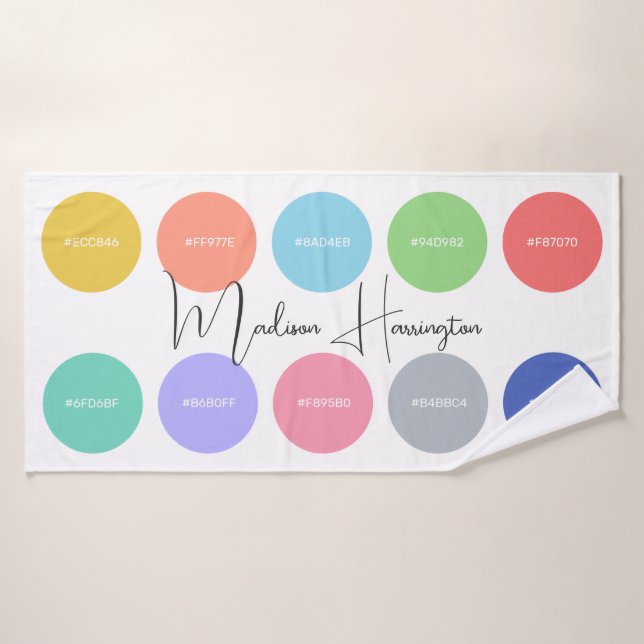 Colors with Hex Codes Custom Name Designer Bath Towel (Bath Towel)