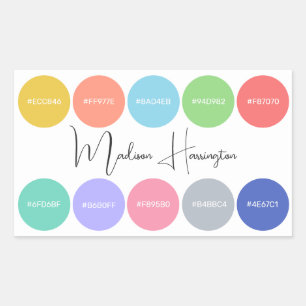 Colors with Hex Codes Custom Name Designer Rectangular Sticker