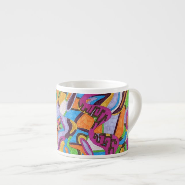 "Colorscape" Abstract Art Espresso Cup (Front Right)