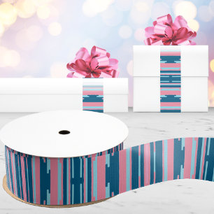 Colorstack Ikat in Pink and Aqua Grosgrain Ribbon