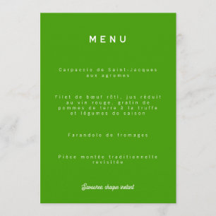 Colorus Wedding Menu - Lemon Green