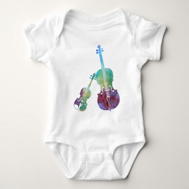 Colorwashed Violin and Cello Baby Bodysuit (Front)