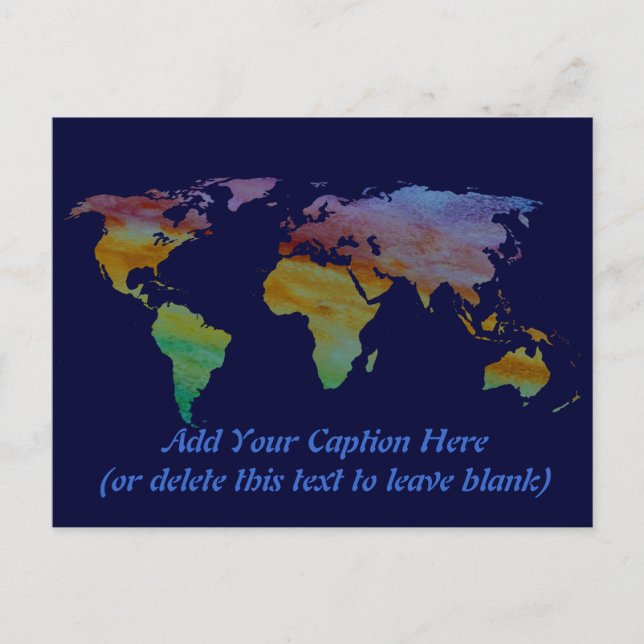 Colorwashed World Map Postcard (Front)