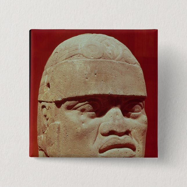 Colossal head, Olmec Pinback Button (Front)