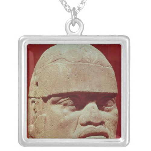 Colossal head Olmec Silver Plated Necklace