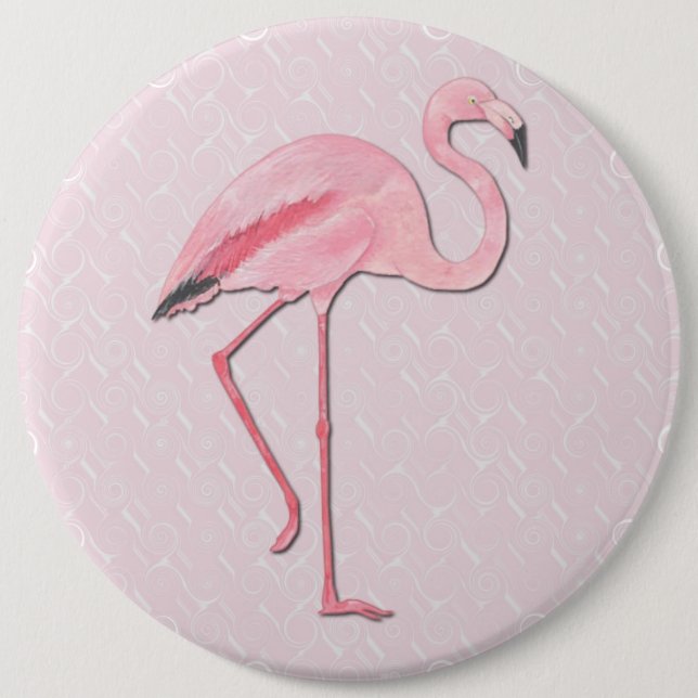 COLOSSAL Pink Flamingo, 6 inch Pins buttons (Front)