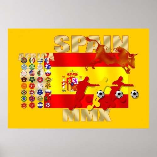 Colossal Spanish soccer Futbol Toro flag Poster