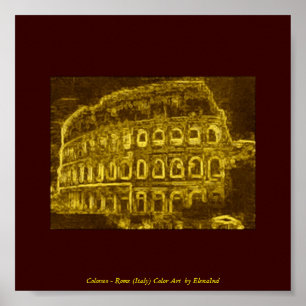 Colosseo Neon Color Art Poster