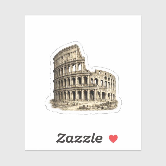 Colosseo Romano Antique Colosseum Engraving Sticker (Sheet)