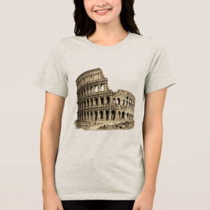 Colosseo Romano Antique Colosseum Engraving Tri-Blend Shirt