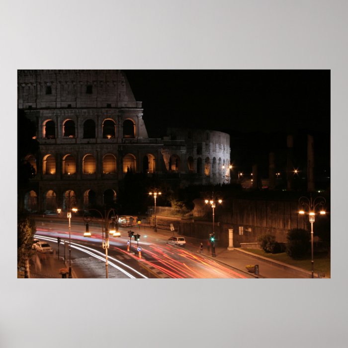 Colosseum at night poster