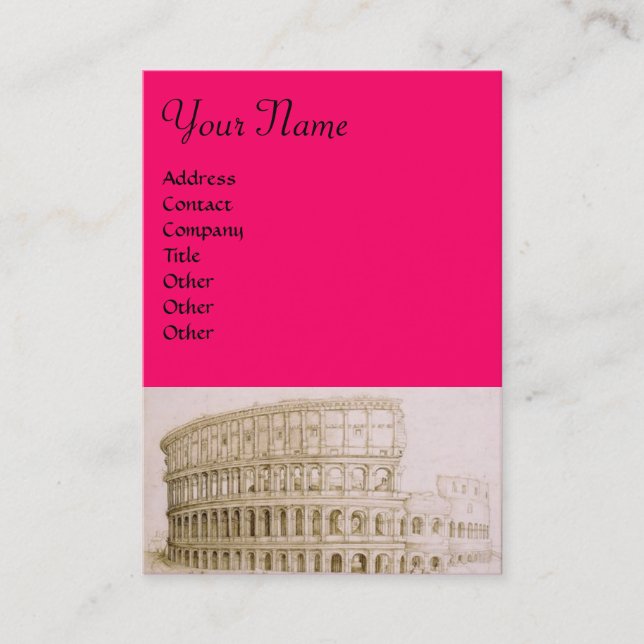COLOSSEUM Classic Architecture,Architect Fuchsia Business Card (Front)