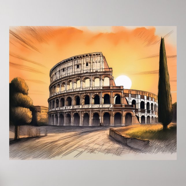 Colosseum in rome italy at sunset  poster (Front)