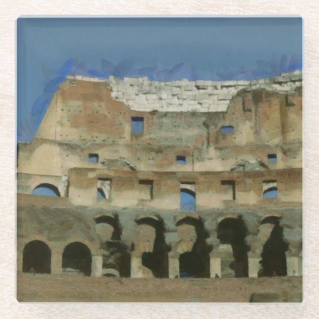 Colosseum painting, Rome Glass Coaster (Front)