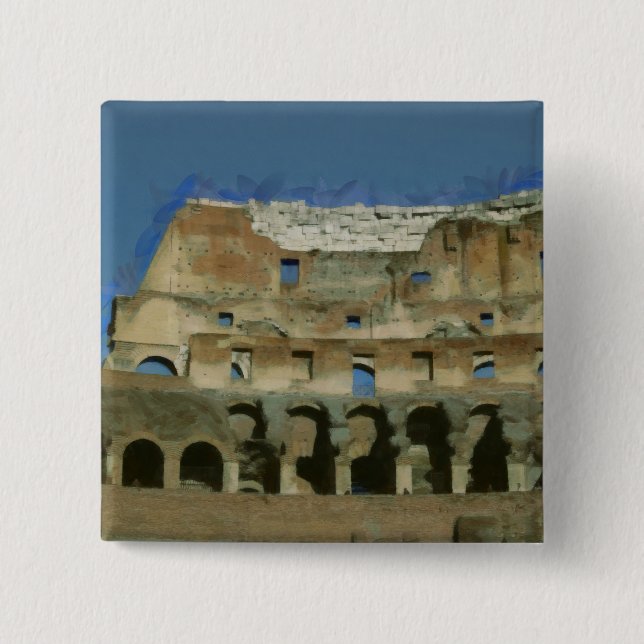Colosseum painting, Rome Pinback Button (Front)
